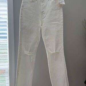 MOTHER Women's Straight Leg White Jeans